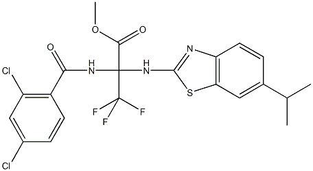 methyl 2-[(2,4-dichlorobenzoyl)amino]-3,3,3-trifluoro-2-[(6-isopropyl-1,3-benzothiazol-2-yl)amino]propanoate 结构式