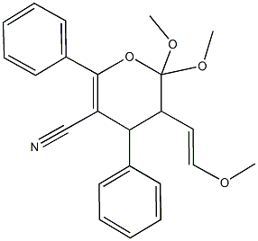 2,2-dimethoxy-3-(2-methoxyvinyl)-4,6-diphenyl-3,4-dihydro-2H-pyran-5-carbonitrile 结构式