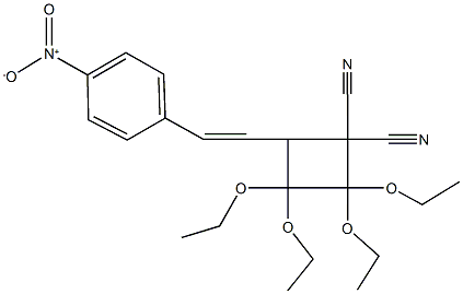 2,2,3,3-tetraethoxy-4-(2-{4-nitrophenyl}vinyl)-1,1-cyclobutanedicarbonitrile 结构式