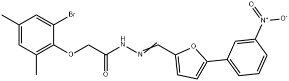 2-(2-bromo-4,6-dimethylphenoxy)-N'-[(5-{3-nitrophenyl}-2-furyl)methylene]acetohydrazide 结构式