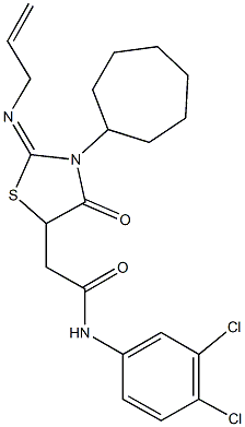 2-[2-(allylimino)-3-cycloheptyl-4-oxo-1,3-thiazolidin-5-yl]-N-(3,4-dichlorophenyl)acetamide 结构式