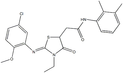 2-{2-[(5-chloro-2-methoxyphenyl)imino]-3-ethyl-4-oxo-1,3-thiazolidin-5-yl}-N-(2,3-dimethylphenyl)acetamide 结构式