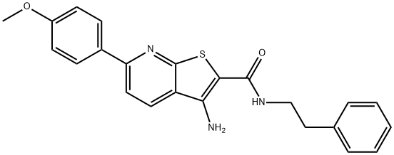 3-amino-6-(4-methoxyphenyl)-N-(2-phenylethyl)thieno[2,3-b]pyridine-2-carboxamide 结构式
