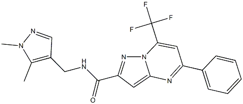N-[(1,5-dimethyl-1H-pyrazol-4-yl)methyl]-5-phenyl-7-(trifluoromethyl)pyrazolo[1,5-a]pyrimidine-2-carboxamide 结构式