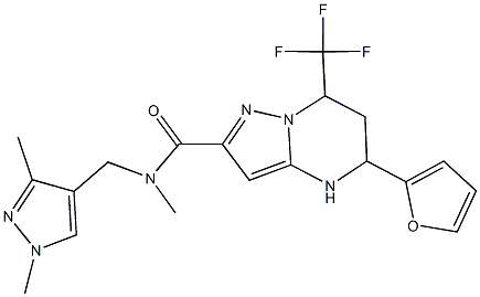 N-[(1,3-dimethyl-1H-pyrazol-4-yl)methyl]-5-(2-furyl)-N-methyl-7-(trifluoromethyl)-4,5,6,7-tetrahydropyrazolo[1,5-a]pyrimidine-2-carboxamide 结构式