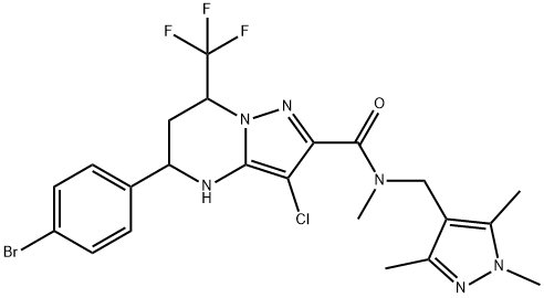 5-(4-bromophenyl)-3-chloro-N-methyl-7-(trifluoromethyl)-N-[(1,3,5-trimethyl-1H-pyrazol-4-yl)methyl]-4,5,6,7-tetrahydropyrazolo[1,5-a]pyrimidine-2-carboxamide 结构式