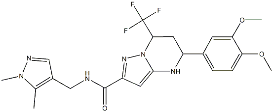 5-(3,4-dimethoxyphenyl)-N-[(1,5-dimethyl-1H-pyrazol-4-yl)methyl]-7-(trifluoromethyl)-4,5,6,7-tetrahydropyrazolo[1,5-a]pyrimidine-2-carboxamide 结构式