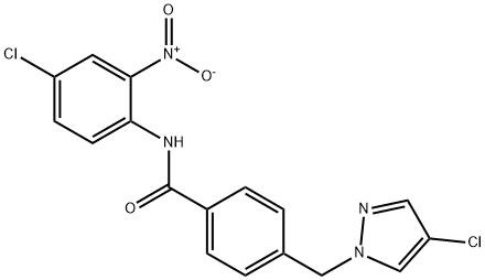 N-{4-chloro-2-nitrophenyl}-4-[(4-chloro-1H-pyrazol-1-yl)methyl]benzamide 结构式