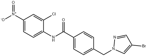 4-[(4-bromo-1H-pyrazol-1-yl)methyl]-N-{2-chloro-4-nitrophenyl}benzamide 结构式