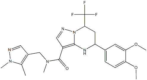 5-(3,4-dimethoxyphenyl)-N-[(1,5-dimethyl-1H-pyrazol-4-yl)methyl]-N-methyl-7-(trifluoromethyl)-4,5,6,7-tetrahydropyrazolo[1,5-a]pyrimidine-3-carboxamide 结构式