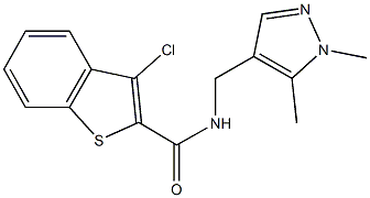 3-chloro-N-[(1,5-dimethyl-1H-pyrazol-4-yl)methyl]-1-benzothiophene-2-carboxamide 结构式