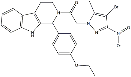 2-({4-bromo-3-nitro-5-methyl-1H-pyrazol-1-yl}acetyl)-1-(4-ethoxyphenyl)-2,3,4,9-tetrahydro-1H-beta-carboline 结构式