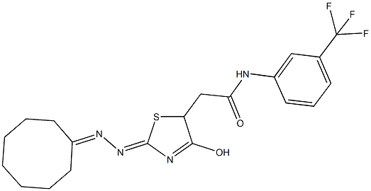 2-[2-(cyclooctylidenehydrazono)-4-hydroxy-2,5-dihydro-1,3-thiazol-5-yl]-N-[3-(trifluoromethyl)phenyl]acetamide 结构式