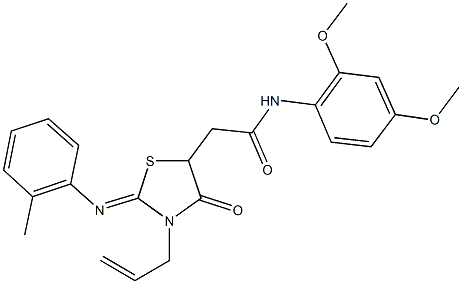 2-{3-allyl-2-[(2-methylphenyl)imino]-4-oxo-1,3-thiazolidin-5-yl}-N-(2,4-dimethoxyphenyl)acetamide 结构式