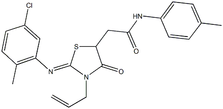 2-{3-allyl-2-[(5-chloro-2-methylphenyl)imino]-4-oxo-1,3-thiazolidin-5-yl}-N-(4-methylphenyl)acetamide 结构式