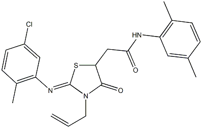 2-{3-allyl-2-[(5-chloro-2-methylphenyl)imino]-4-oxo-1,3-thiazolidin-5-yl}-N-(2,5-dimethylphenyl)acetamide 结构式