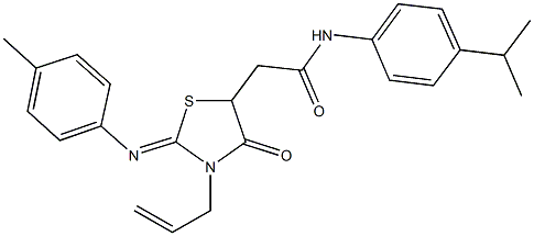 2-{3-allyl-2-[(4-methylphenyl)imino]-4-oxo-1,3-thiazolidin-5-yl}-N-(4-isopropylphenyl)acetamide 结构式