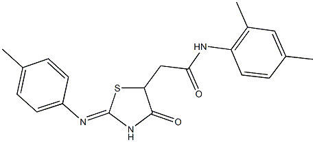 N-(2,4-dimethylphenyl)-2-{2-[(4-methylphenyl)imino]-4-oxo-1,3-thiazolidin-5-yl}acetamide 结构式