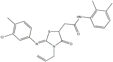 2-{3-allyl-2-[(3-chloro-4-methylphenyl)imino]-4-oxo-1,3-thiazolidin-5-yl}-N-(2,3-dimethylphenyl)acetamide 结构式