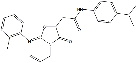 2-{3-allyl-2-[(2-methylphenyl)imino]-4-oxo-1,3-thiazolidin-5-yl}-N-(4-isopropylphenyl)acetamide 结构式