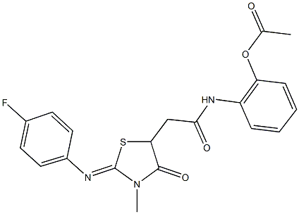 2-[(2-{2-[(4-fluorophenyl)imino]-3-methyl-4-oxo-1,3-thiazolidin-5-yl}acetyl)amino]phenyl acetate 结构式