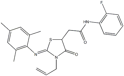 2-[3-allyl-2-(mesitylimino)-4-oxo-1,3-thiazolidin-5-yl]-N-(2-fluorophenyl)acetamide 结构式