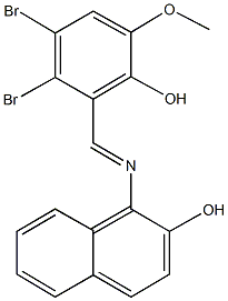 1-[(2,3-dibromo-6-hydroxy-5-methoxybenzylidene)amino]-2-naphthol 结构式