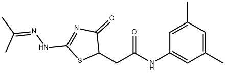 N-(3,5-dimethylphenyl)-2-{4-hydroxy-2-[(1-methylethylidene)hydrazono]-2,5-dihydro-1,3-thiazol-5-yl}acetamide 结构式