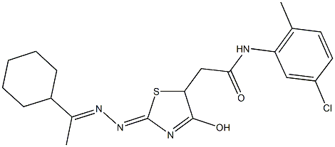 N-(5-chloro-2-methylphenyl)-2-{2-[(1-cyclohexylethylidene)hydrazono]-4-hydroxy-2,5-dihydro-1,3-thiazol-5-yl}acetamide 结构式