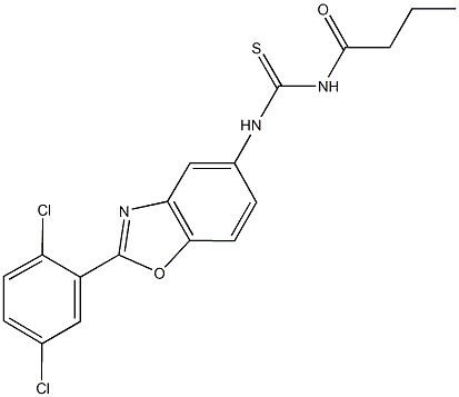 N-butyryl-N'-[2-(2,5-dichlorophenyl)-1,3-benzoxazol-5-yl]thiourea 结构式