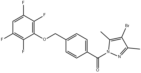 4-[(4-bromo-3,5-dimethyl-1H-pyrazol-1-yl)carbonyl]benzyl 2,3,5,6-tetrafluorophenyl ether 结构式