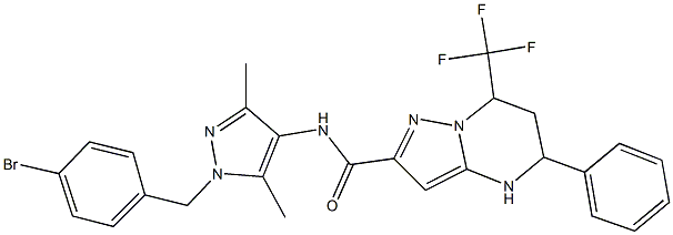 N-[1-(4-bromobenzyl)-3,5-dimethyl-1H-pyrazol-4-yl]-5-phenyl-7-(trifluoromethyl)-4,5,6,7-tetrahydropyrazolo[1,5-a]pyrimidine-2-carboxamide 结构式