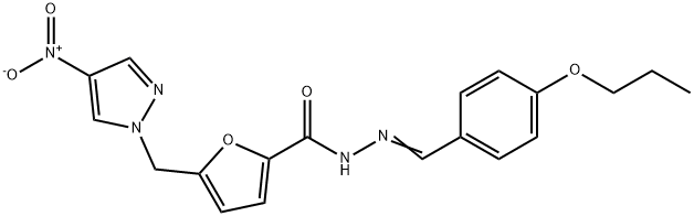 5-({4-nitro-1H-pyrazol-1-yl}methyl)-N'-(4-propoxybenzylidene)-2-furohydrazide 结构式