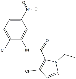 4-chloro-N-{2-chloro-5-nitrophenyl}-1-ethyl-1H-pyrazole-5-carboxamide 结构式