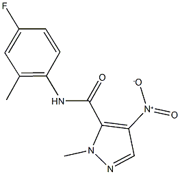 N-(4-fluoro-2-methylphenyl)-4-nitro-1-methyl-1H-pyrazole-5-carboxamide 结构式