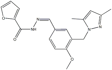 N'-{3-[(3,5-dimethyl-1H-pyrazol-1-yl)methyl]-4-methoxybenzylidene}-2-furohydrazide 结构式
