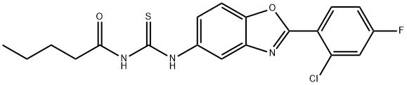 N-[2-(2-chloro-4-fluorophenyl)-1,3-benzoxazol-5-yl]-N'-pentanoylthiourea 结构式