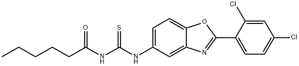 N-[2-(2,4-dichlorophenyl)-1,3-benzoxazol-5-yl]-N'-hexanoylthiourea 结构式