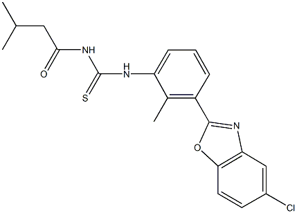 N-[3-(5-chloro-1,3-benzoxazol-2-yl)-2-methylphenyl]-N'-(3-methylbutanoyl)thiourea 结构式