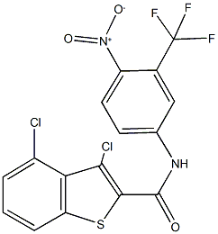 3,4-dichloro-N-[4-nitro-3-(trifluoromethyl)phenyl]-1-benzothiophene-2-carboxamide 结构式