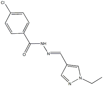 4-chloro-N'-[(1-ethyl-1H-pyrazol-4-yl)methylene]benzohydrazide 结构式