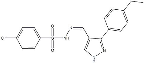 4-chloro-N'-{[3-(4-ethylphenyl)-1H-pyrazol-4-yl]methylene}benzenesulfonohydrazide 结构式