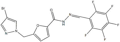 5-[(4-bromo-1H-pyrazol-1-yl)methyl]-N'-(2,3,4,5,6-pentafluorobenzylidene)-2-furohydrazide 结构式