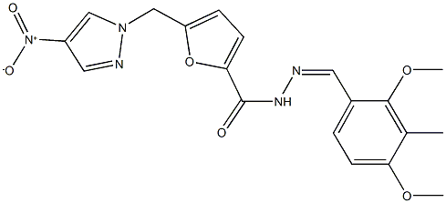 N'-(2,4-dimethoxy-3-methylbenzylidene)-5-({4-nitro-1H-pyrazol-1-yl}methyl)-2-furohydrazide 结构式