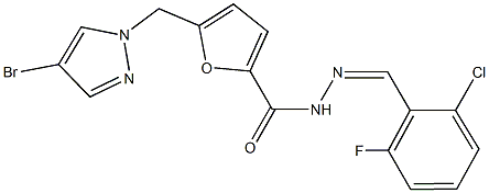 5-[(4-bromo-1H-pyrazol-1-yl)methyl]-N'-(2-chloro-6-fluorobenzylidene)-2-furohydrazide 结构式
