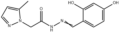 N'-(2,4-dihydroxybenzylidene)-2-(5-methyl-1H-pyrazol-1-yl)acetohydrazide 结构式