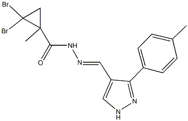 2,2-dibromo-1-methyl-N'-{[3-(4-methylphenyl)-1H-pyrazol-4-yl]methylene}cyclopropanecarbohydrazide 结构式