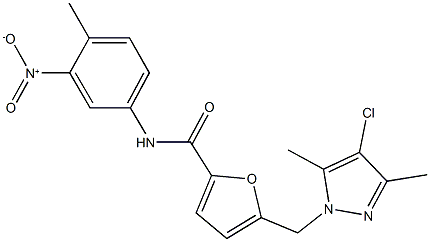 5-[(4-chloro-3,5-dimethyl-1H-pyrazol-1-yl)methyl]-N-{3-nitro-4-methylphenyl}-2-furamide 结构式