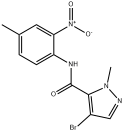 4-bromo-N-{2-nitro-4-methylphenyl}-1-methyl-1H-pyrazole-5-carboxamide 结构式