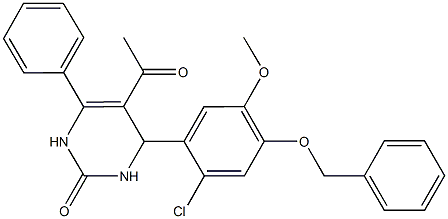 5-acetyl-4-[4-(benzyloxy)-2-chloro-5-methoxyphenyl]-6-phenyl-3,4-dihydro-2(1H)-pyrimidinone 结构式